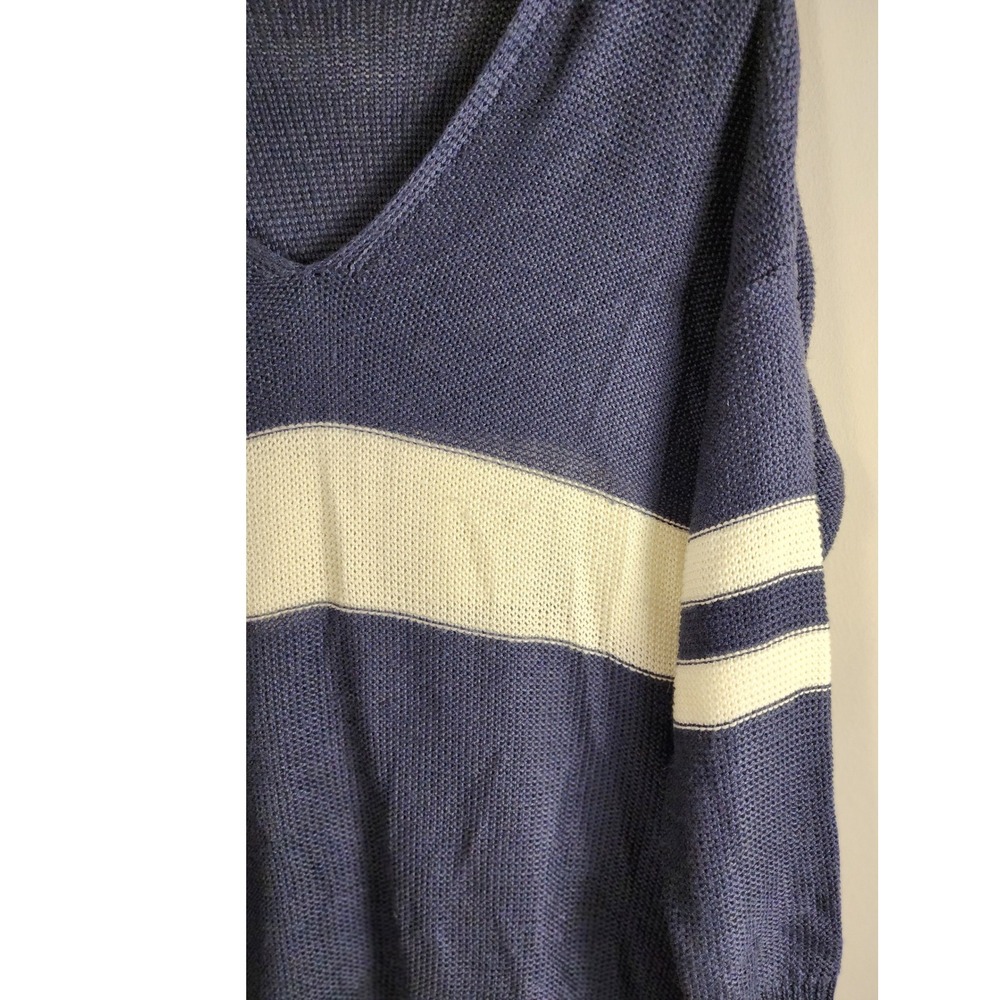 Wishlist‎ Womens Size S Blue Cream Stripe Long Sleeve Knit Sweater Academia - Picture 3 of 7